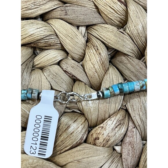 Green Turquoise Stabilized 6mm Heishi Navajo Pearls Sterling Silver Necklace - Picture 7 of 7